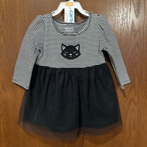 Carters‎ Girls Black White Stripe Cat Tulle Dress